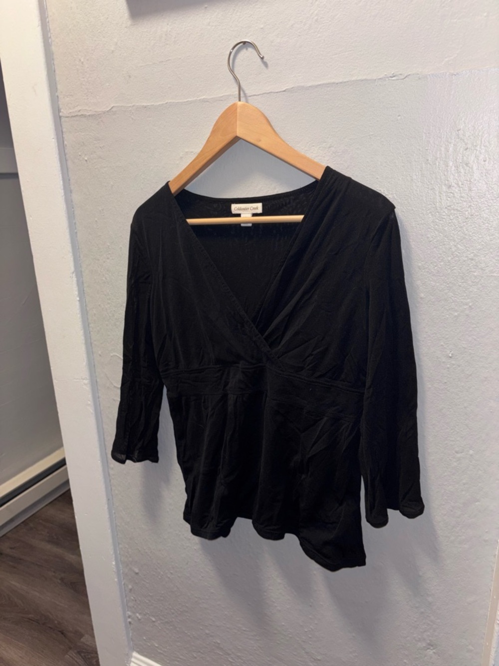 Coldwater Creek Black Wrap-Style Women's Blouse